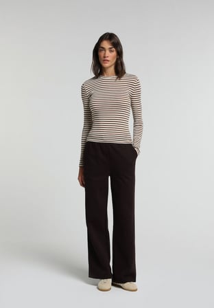 Slim Fit   Kadın Kahverengi  Tişört
