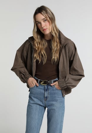 Fashion Fit Fermuarlı Astarlı  Kadın Kahverengi Ceket