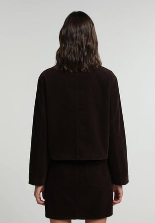 Fashion Fit Çıtçıtlı Astarlı  Kadın Kahverengi Ceket