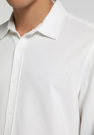 Regular Fit Shirt Neck Düz Erkek Beyaz Uzun Kol Gömlek