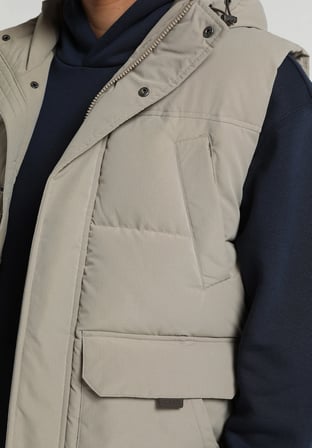 Regular Fit Kapüşonlu Fermuarlı Astarlı  Erkek Taş Yelek