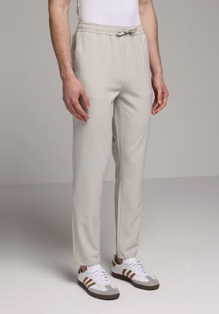 Slim Fit Orta Bel Düz Paça Erkek Bej  Pantolon