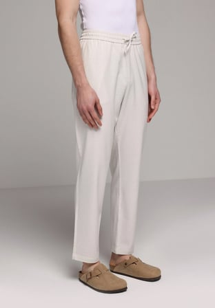Slim Fit Orta Bel Düz Paça Erkek Taş  Pantolon