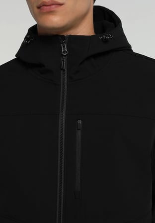 Regular Fit     Erkek Siyah Yağmurluk