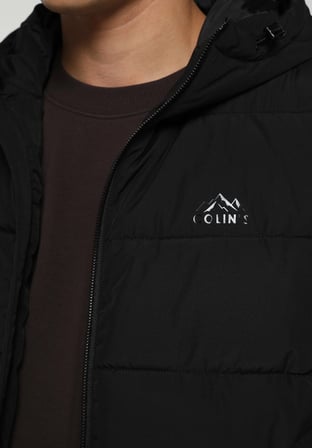 Regular Fit Kapüşonlu Fermuarlı Astarlı  Erkek Siyah Yelek