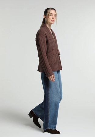 Fashion Fit Çıtçıtlı Astarlı  Kadın Açik Kahverengi Ceket