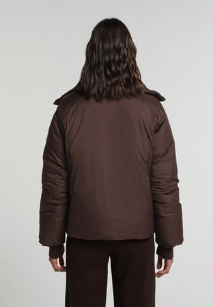 Regular Fit High Neck Fermuarlı Astarlı Suya Dayanıklı Kadın Kahverengi Mont