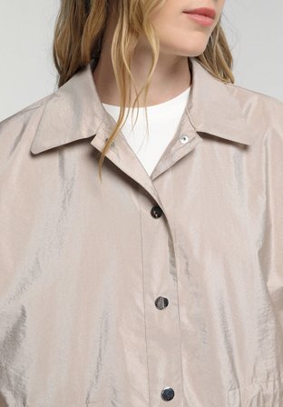 Fashion Fit Çıtçıtlı Astarsız  Kadın Bej Ceket