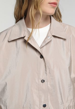 Fashion Fit Çıtçıtlı Astarsız  Kadın Bej Ceket
