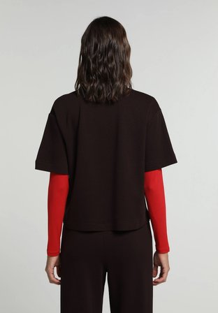 Regular Fit Polo Yaka Düz Kadın Mor Kısa Kol Tişört
