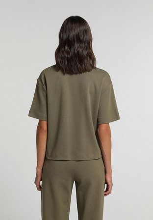 Regular Fit Polo Yaka Düz Kadın Yeşil Kısa Kol Tişört