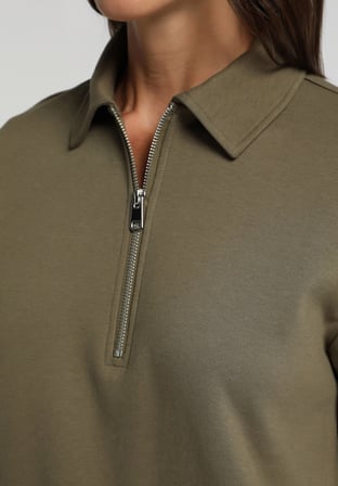 Regular Fit Polo Yaka Düz Kadın Yeşil Kısa Kol Tişört