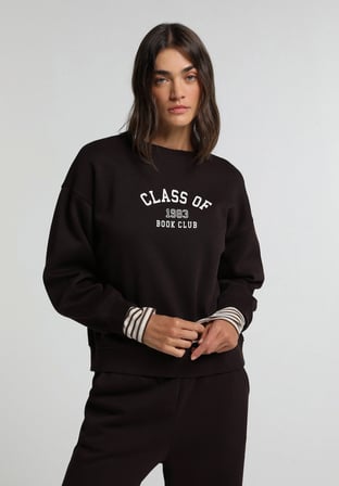 Regular Fit Yuvarlak Yaka Baskılı Kadın Mor Sweatshirt