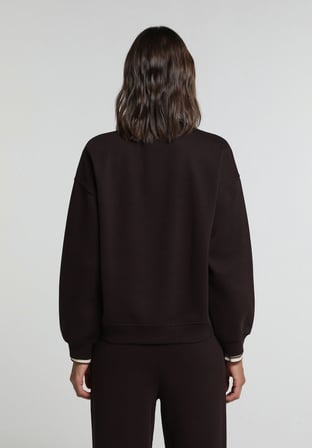 Regular Fit Yuvarlak Yaka Baskılı Kadın Mor Sweatshirt
