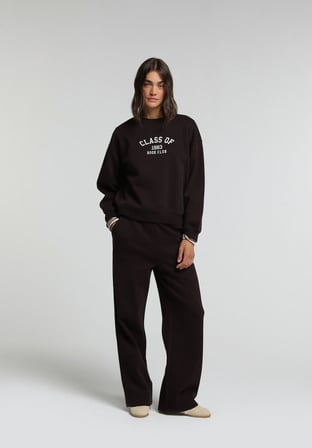 Regular Fit Yuvarlak Yaka Baskılı Kadın Mor Sweatshirt