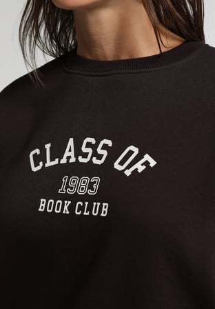 Regular Fit Yuvarlak Yaka Baskılı Kadın Mor Sweatshirt