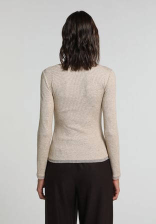 Slim Fit   Kadın Bej  Tişört