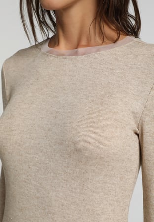 Slim Fit   Kadın Bej  Tişört