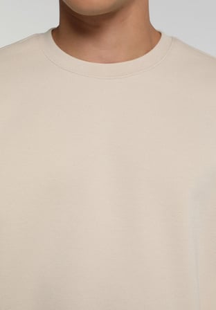 Regular Fit Yuvarlak Yaka Düz Erkek Taş Sweatshirt