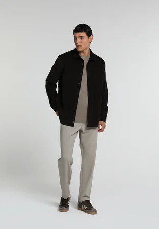Regular Fit Orta Bel Düz Paça Erkek Bej  Pantolon