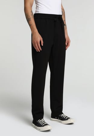 Regular Fit Orta Bel Düz Paça Erkek Siyah  Pantolon