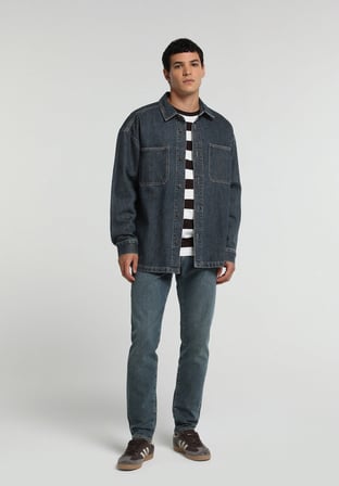 Slim Fit   Erkek Over Dyed Denim Jean Pantolon