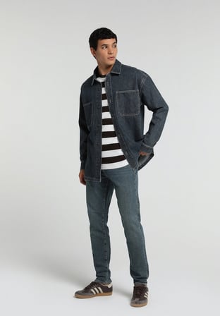 Slim Fit   Erkek Over Dyed Denim Jean Pantolon