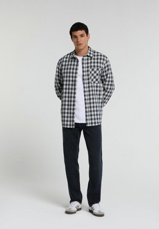 Straight Fit   Erkek Blue Black Denim Jean Pantolon