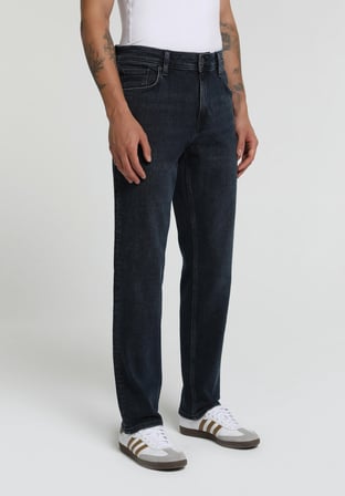 Straight Fit   Erkek Blue Black Denim Jean Pantolon