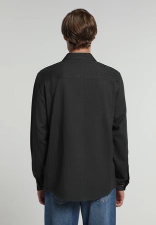 Regular Fit Shirt Neck Düz Erkek Yeşil Uzun Kol Gömlek