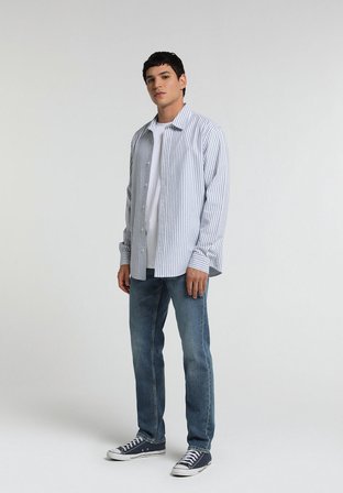 Straight Fit   Erkek Mid İndigo Denim Jean Pantolon