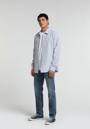 Straight Fit   Erkek Mid İndigo Denim Jean Pantolon