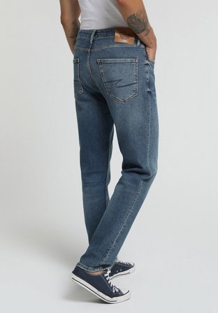 Straight Fit   Erkek Mid İndigo Denim Jean Pantolon