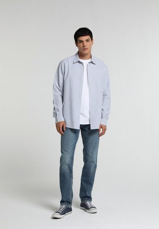 Straight Fit   Erkek Mid İndigo Denim Jean Pantolon