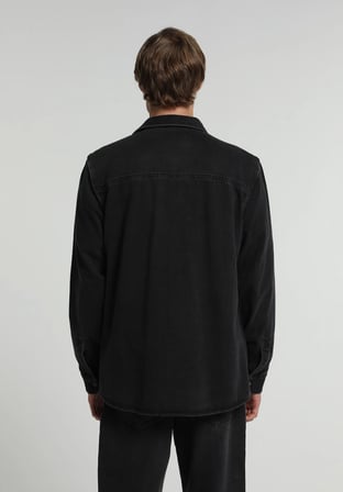 Regular Fit Klasik Yaka Düz Erkek Black Denim Uzun Kol Gömlek