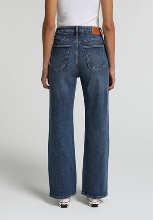 Loose Bootcut Fit   Kadın Mid İndigo Denim Jean Pantolon