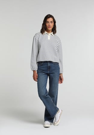 Loose Bootcut Fit   Kadın Mid İndigo Denim Jean Pantolon