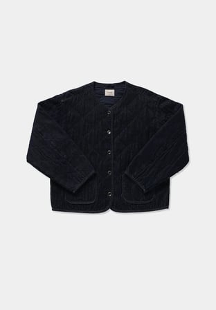 Regular Fit Düğmeli Astarlı  Kadın Dark İndigo Denim Ceket
