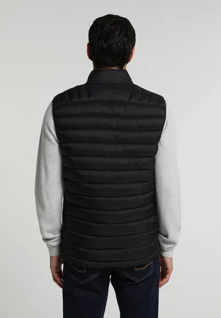Slim Fit Dik Yaka Fermuarlı Astarlı  Erkek Siyah Yelek