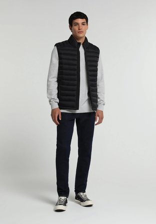Slim Fit Dik Yaka Fermuarlı Astarlı  Erkek Siyah Yelek