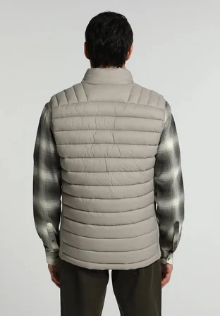 Slim Fit Dik Yaka Fermuarlı Astarlı  Erkek Bej Yelek