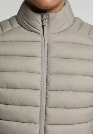Slim Fit Dik Yaka Fermuarlı Astarlı  Erkek Bej Yelek