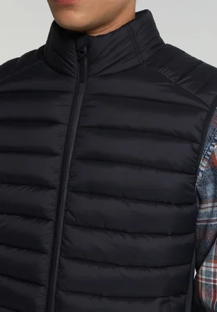 Slim Fit Dik Yaka Fermuarlı Astarlı  Erkek Lacivert Yelek