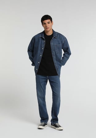 Relaxed Straight Fit   Erkek Dark İndigo Denim Jean Pantolon