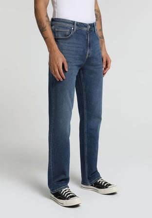 Relaxed Straight Fit   Erkek Dark İndigo Denim Jean Pantolon
