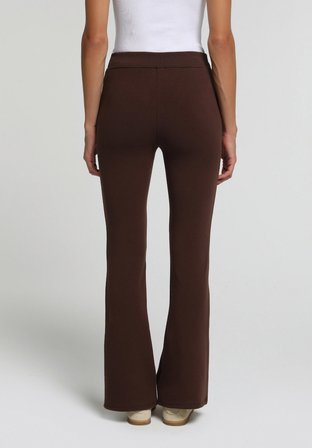Slim Fit Orta Bel Düz Kadın Kahverengi Eşofman Altı