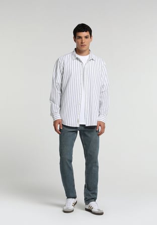 Straight Fit   Erkek Mid İndigo Denim Jean Pantolon