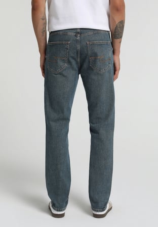 Straight Fit   Erkek Mid İndigo Denim Jean Pantolon