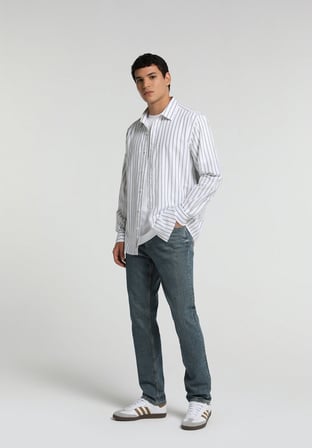 Straight Fit   Erkek Mid İndigo Denim Jean Pantolon