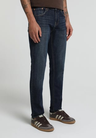 Slim Fit   Erkek Dark İndigo Denim Jean Pantolon